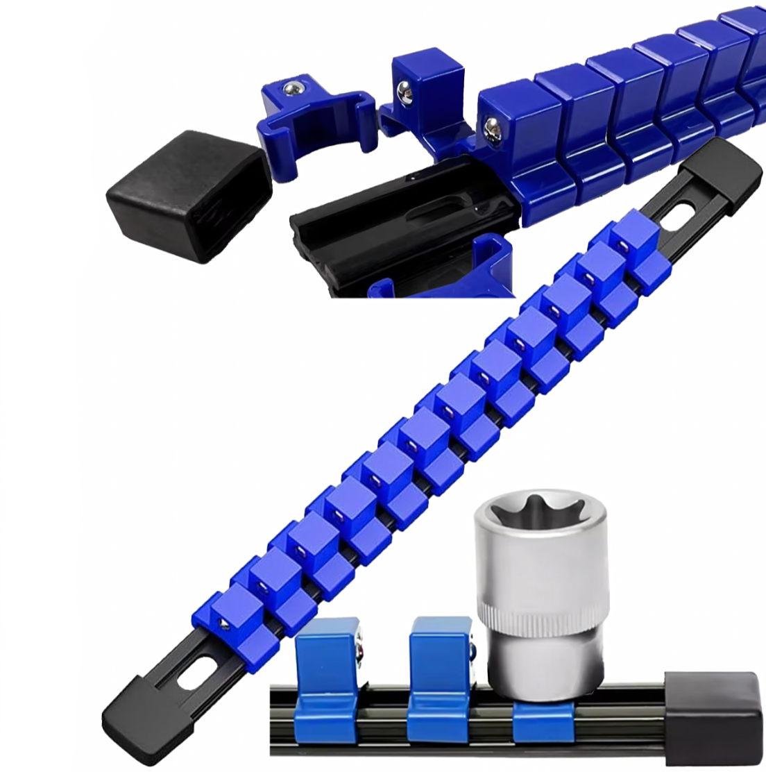 Organizator sina cu 12 spatii pentru chei tubulare, Zola, dimensiune priza 1/2 Organizator sina cu 12 spatii pentru chei tubulare, Zola, dimensiune priza 1/2